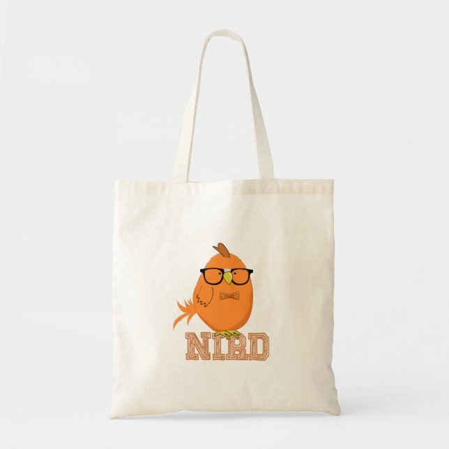 Bolsa Tote Passarinho Nerd Engraçado com Óculos | Geeko Pássa (Frente)