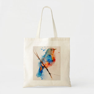 Bolsa Tote Pássaro Aquarela Pintura Canvas Parede Arte Pássar