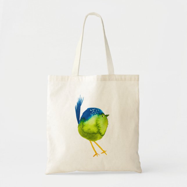 Bolsa Tote Pássaro aquoso verde-acastanhado (Frente)