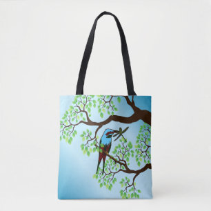 Bolsa Tote Pássaro Azul em Árvores