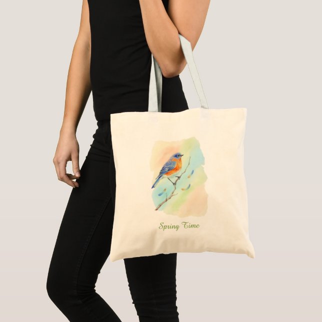 Bolsa Tote Pássaro Azul Personalizado (Frente (produto))