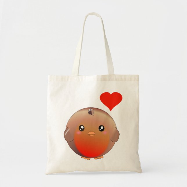 Bolsa Tote Pássaro bonito do pisco de peito vermelho (Frente)