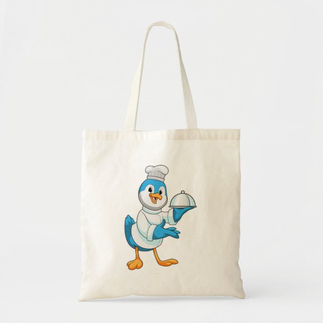 Bolsa Tote Pássaro como Cozinheiro com Bandeja (Frente)