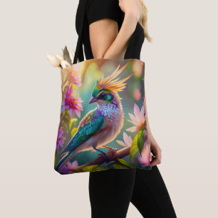 Bolsa Tote Pássaro da Fantasia da Finch com Cabeça Verde Deit