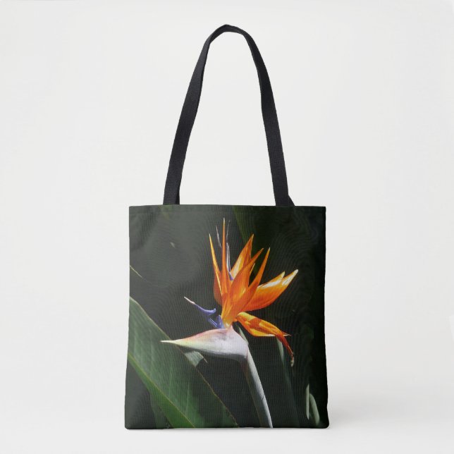 Bolsa Tote Pássaro da Flor Tropical Laranja do Paraíso (Frente)