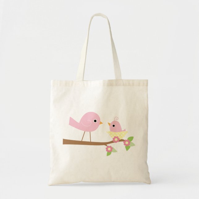 Bolsa Tote Pássaro de bebê cor-de-rosa (Frente)
