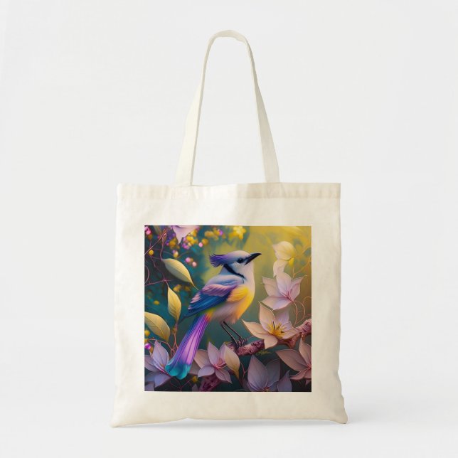 Bolsa Tote Pássaro de Fantasia Amarelo Violet Tufado (Frente)
