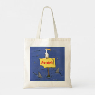 Bolsa Tote Pássaro-do-mar engraçado circulado por desenhos 