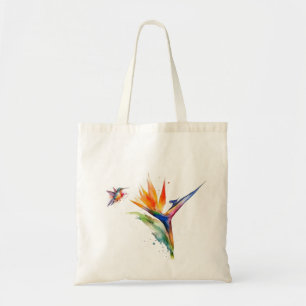 Bolsa Tote Pássaro do paraíso e beija-flor na aquarela