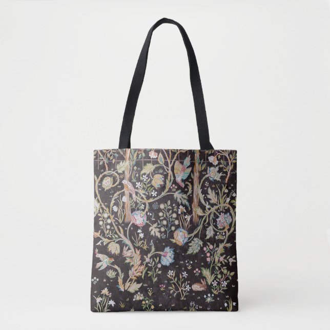Bolsa Tote Pássaro e Coelho no Jardim Flor, William Morris (Frente)