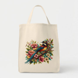Bolsa Tote Pássaro e Flor Coloridos Encantados
