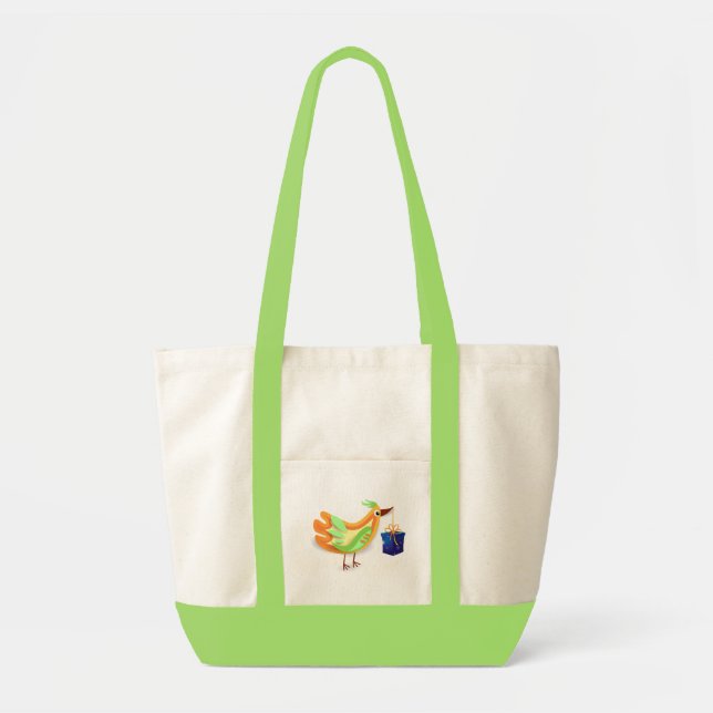 Bolsa Tote Pássaro e presente, saco (Frente)