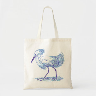 Bolsa Tote Pássaro Egret de Toneladas Azul