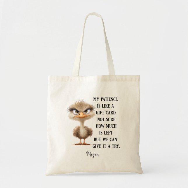 Bolsa Tote Pássaro Engraçado Humor Sarcástico Presente Grumpy (Frente)
