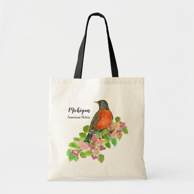 Bolsa Tote Pássaro Estadual de Michigan American Robin (Frente)