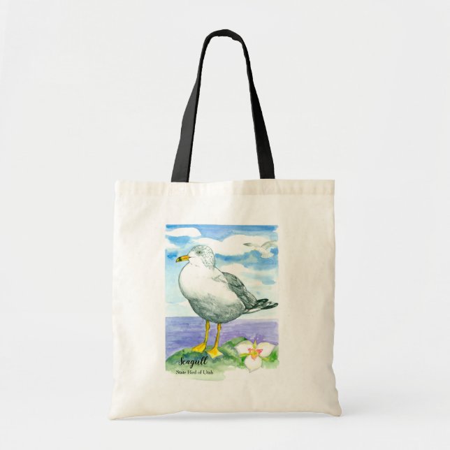 Bolsa Tote Pássaro Estadual do Seagull em Utah Sego Lily (Frente)