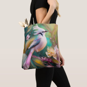 Bolsa Tote Pássaro Fantasia Branca - Blush Tail Jay