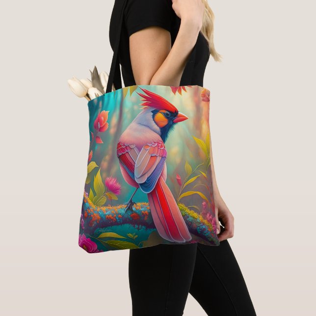 Bolsa Tote Pássaro Fantasia Cardinal Macho (Close Up)