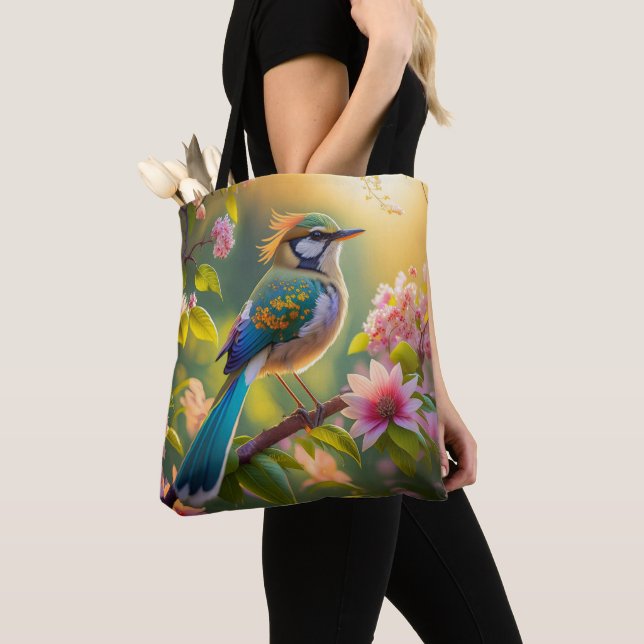 Bolsa Tote Pássaro Fantástico de Ala Verde (Close Up)