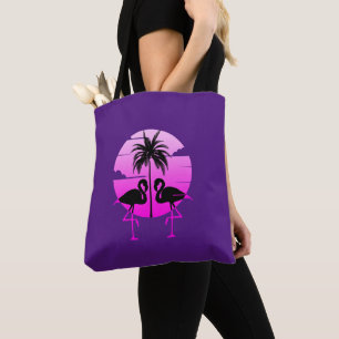 Bolsa Tote Pássaro Flamingos Silhouter Rosa