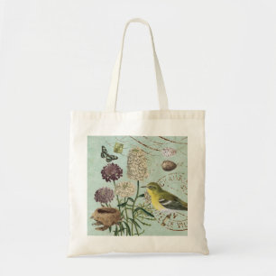 Bolsa Tote Pássaro francês do vintage e sacola floral