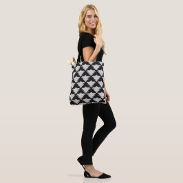 Bolsa Tote Pássaro Geométrico Tribal Vintage | Boho Preto e M
