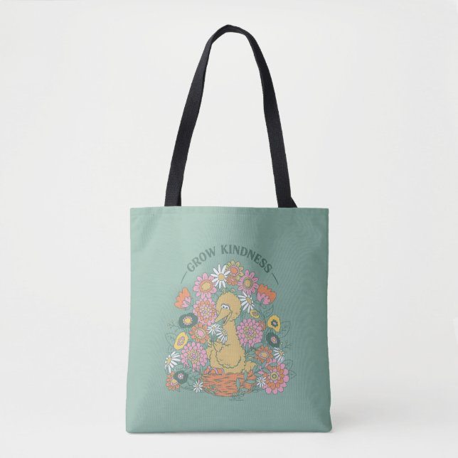 Bolsa Tote Pássaro Grande | Gráfico Floral de Bondade Crescen (Frente)