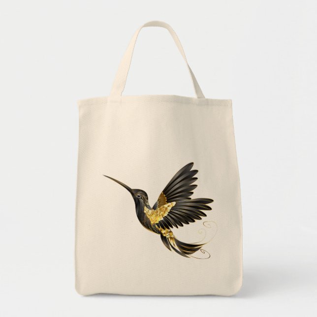 Bolsa Tote Pássaro Humino Negro e Dourado (Frente)