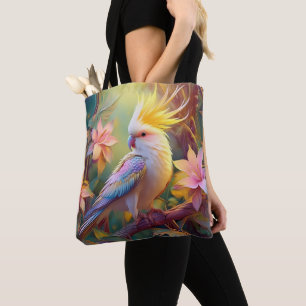 Bolsa Tote Pássaro Iridescente Wing Cockatiel Fantasy