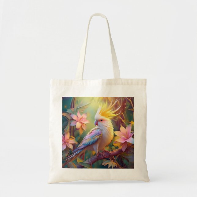 Bolsa Tote Pássaro Iridescente Wing Cockatiel Fantasy (Frente)