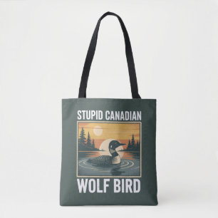 Bolsa Tote Passaro Lobo Canadense Idiota Animal Sarcástico 