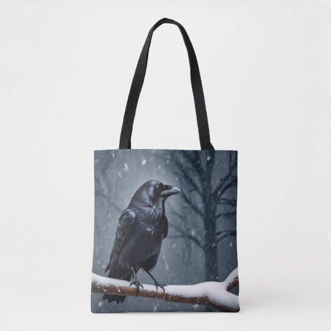 Bolsa Tote Pássaro Negro Escuro (Frente)