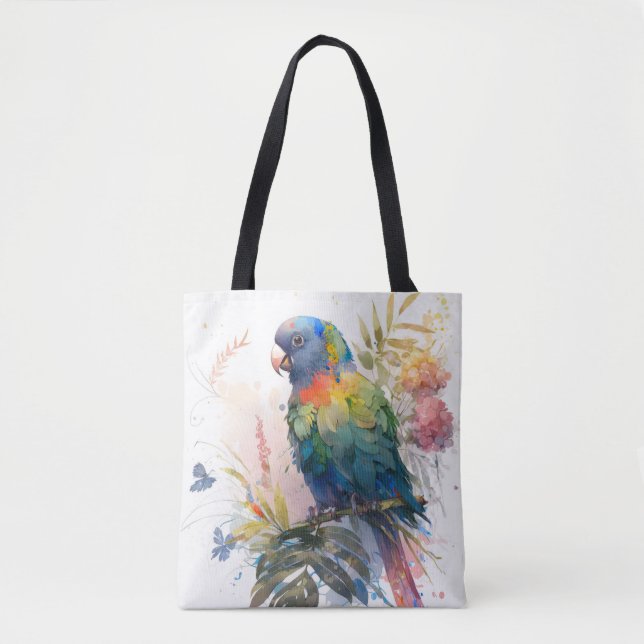 Bolsa Tote Pássaro-papagaio Retrato Animal Pintando Vida Selv (Frente)