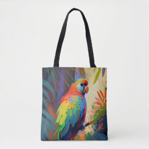 Bolsa Tote Pássaro-papagaio Retrato Pintando Vida Selvagem Li