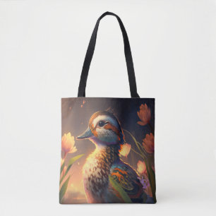 Bolsa Tote Pássaro Pato Retrato Animal Pintando Pôs Selvagens
