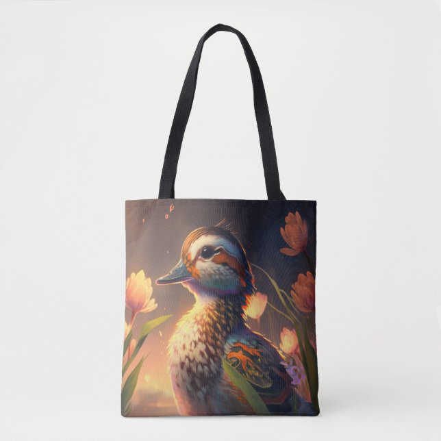 Bolsa Tote Pássaro Pato Retrato Animal Pintando Pôs Selvagens (Frente)