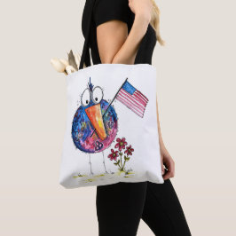 Bolsa Tote Pássaro Patriótico Escocês com Bandeira