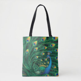 Bolsa Tote Pássaro Pavão Azul