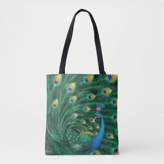 Bolsa Tote Pássaro Pavão Azul (Frente)