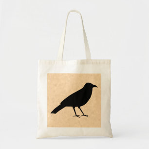 Bolsa Tote Pássaro preto do corvo em um teste padrão do