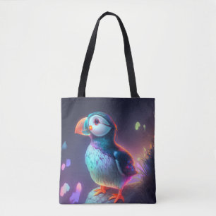 Bolsa Tote Pássaro Puffin Retrato Animal Pintando Vida Selvag