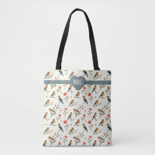 Bolsa Tote Pássaros Canoros e Flores