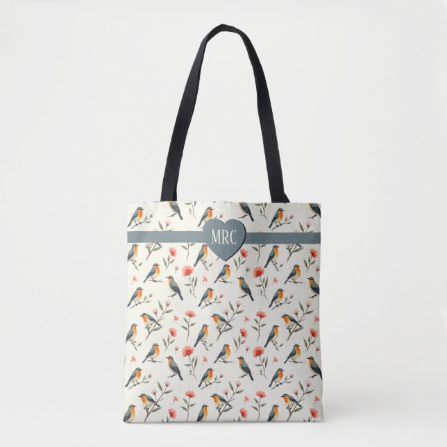 Bolsa Tote Pássaros Canoros e Flores (Frente)
