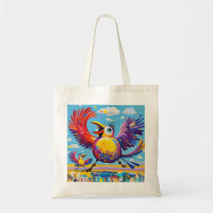 Bolsa Tote Pássaros com abstrato de arte colorida, gracinha g