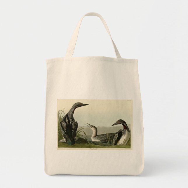 Bolsa Tote Pássaros de Audubon com trote negra (Frente)