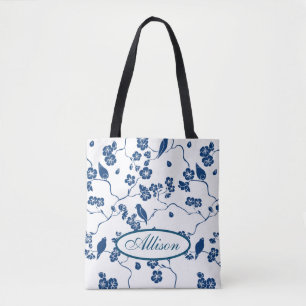 Bolsa Tote Pássaros e Florais De Banheiro Contemporâneos