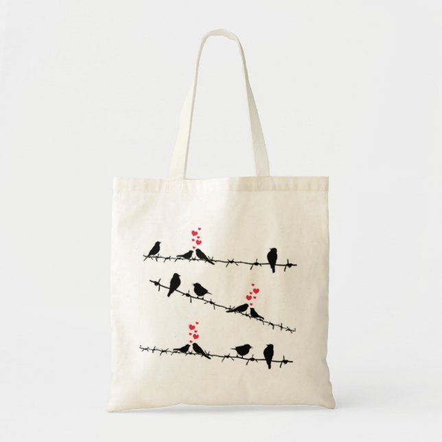 Bolsa Tote Pássaros em um saco de compras do fio (Frente)