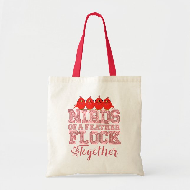 Bolsa Tote Pássaros Nerds Engraçados Pássaros de uma Pena Se  (Frente)