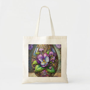 Bolsa Tote Pássaros Sanguinados Violetas Flores Selvagens Ovo