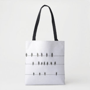 Bolsa Tote Pássaros Simples na Ilustração Desenhada à Mã
